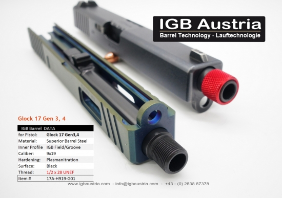 Glock 17, Gen3,4 Threaded barrel1/2x28, IGB