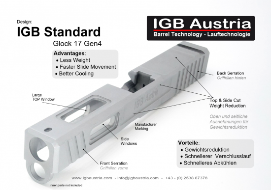 IGB slide, Glock 17Gen4, Silver PVD