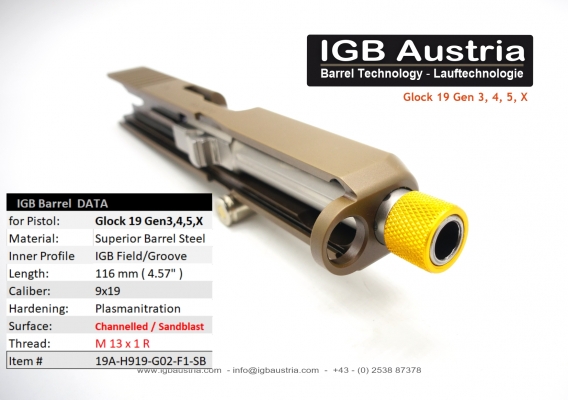 IGB Barrel Glock 19 M 13 x 1 R