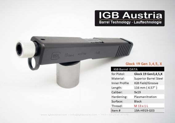 IGB Barrel Glock 19 M 13 x 1 L