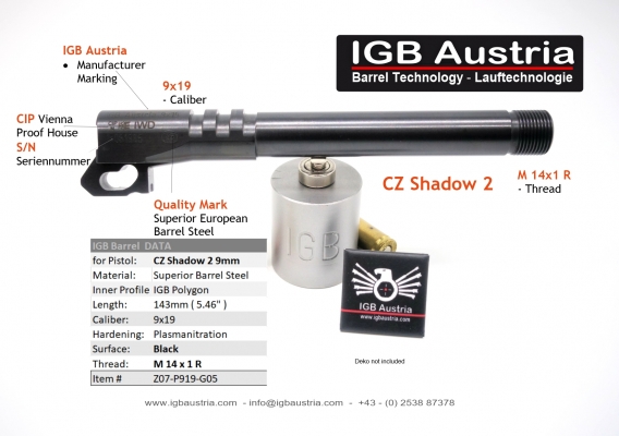 IGB threaded barrel for CZ Shadow 2